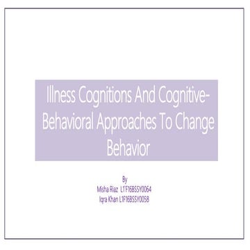 Illness cognition and cognitive behavioral approches