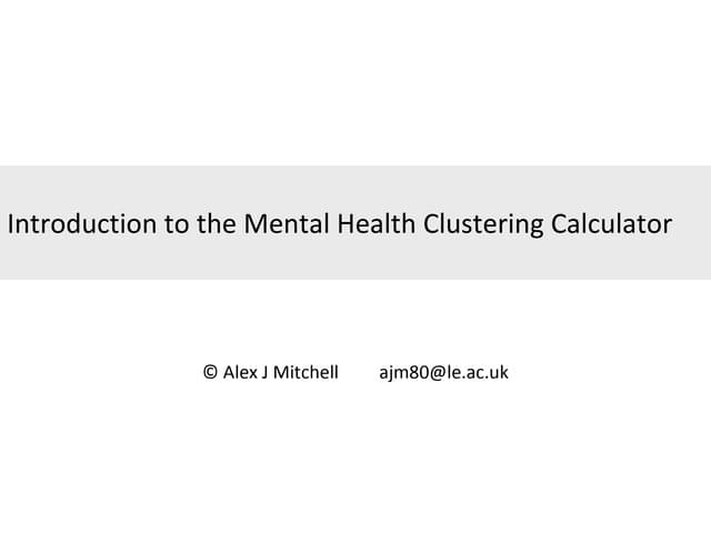 Illustration of Mental Health Clustering Calculator ajmitchell