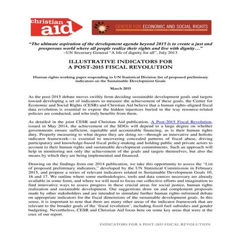 Illustrative Indicators for a Post-2015 Fiscal Revolution