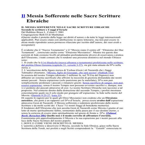 Il Messia Sofferente nelle Sacre Scritture Ebraiche | PDF