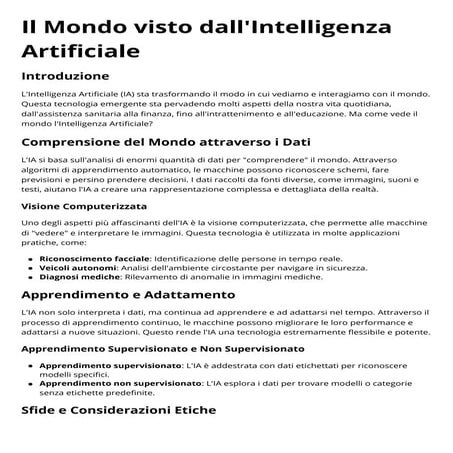 Il Mondo visto dall'Intelligenza Artificiale