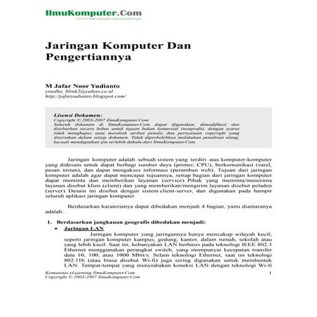 Ilmu jaringan komputer dan pengertiannya