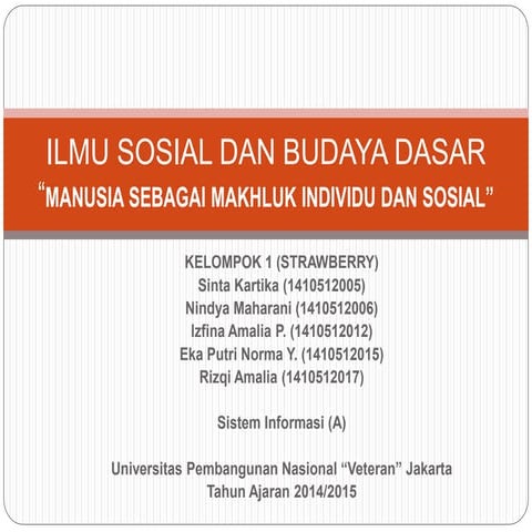 Manusia Sebagai Makhluk Individu dan Makhluk Sosial (Ilmu Sosial dan Budaya D...