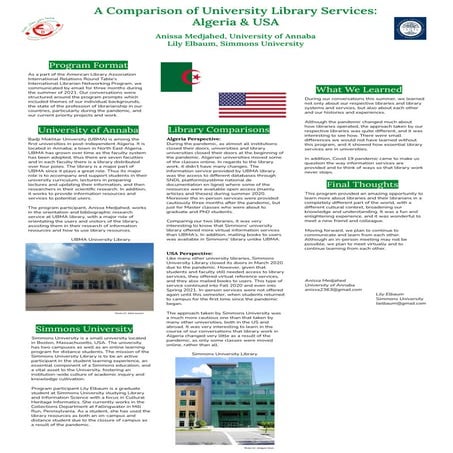 A Comparison of University Library Services: Algeria & USA