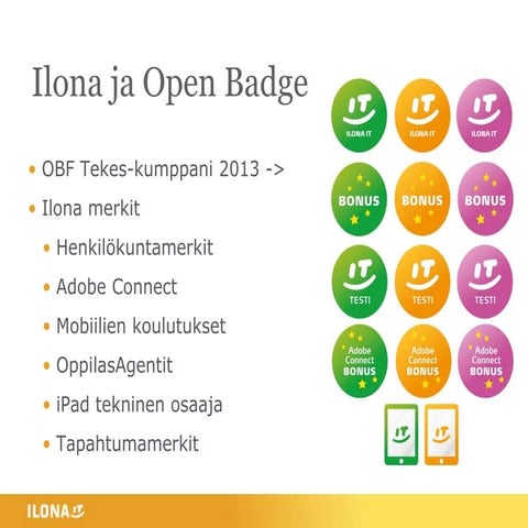 Ilona Open Badge Factory -osaamismerkit