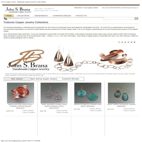 I Love Copper Jewelry - Handmade Copper Jewelry by John S Brana
