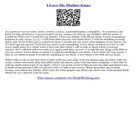 I Love My Mother Essay