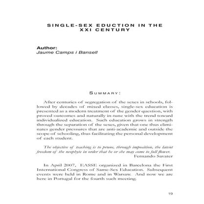 Jaume Camps i Bansell: "Single-sex education in the XXI century"