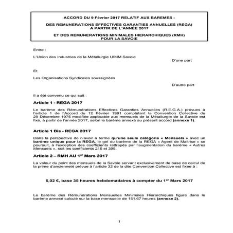 IDCC 822 Accord sur les salaires dans la métallurgie de la Savoie