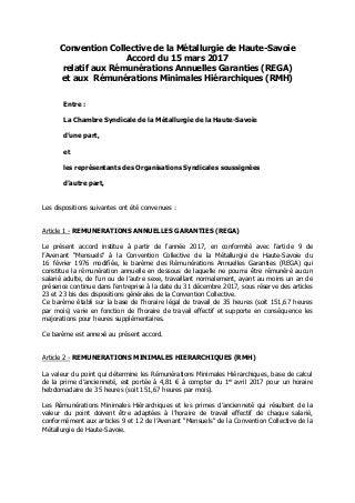 IDCC 836 Accord sur les salaires dans les industries métallurgiques de la Haute-Savoie