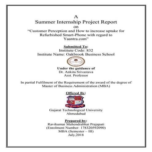 A study on Customer  Perception and How to increase uptake for Refurbished Mo...