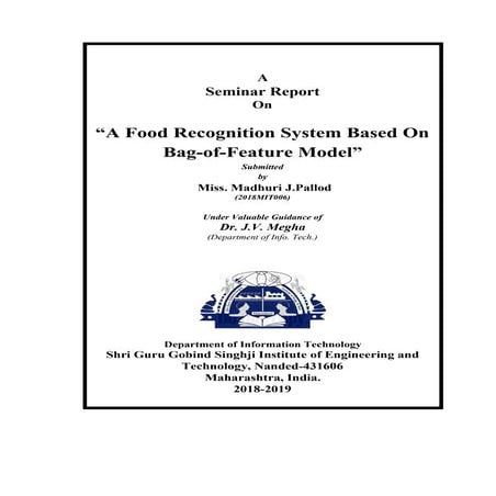 Report on "Food recognition system using BOF model"