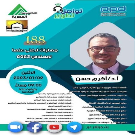 #تواصل_تطوير المحاضرة رقم 188 الاستاذ الدكتور / أكرم حسن استاذ واستشاري إدارة...