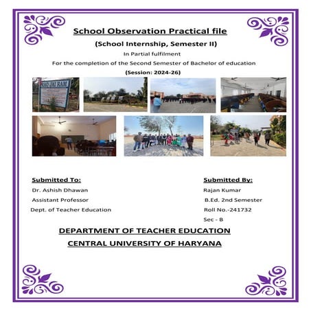 School observation Report practical file | PDF