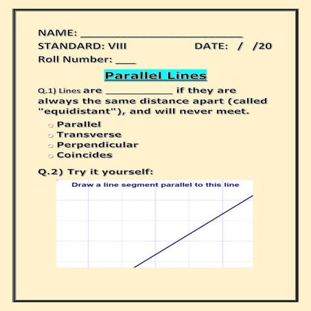 Properties of angles formed by parallel lines ( grade 8) | PDF