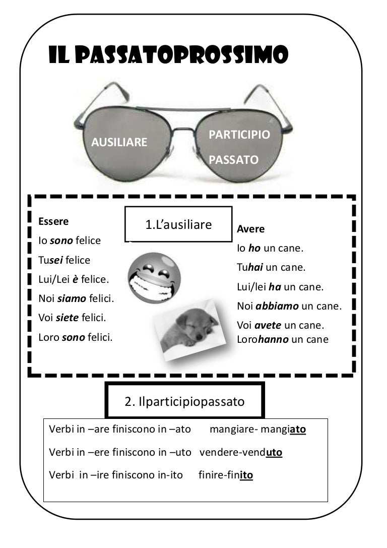 Il passato prossimo nota