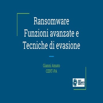Il Ransomware nelle Aziende - Eset Security Days 2016