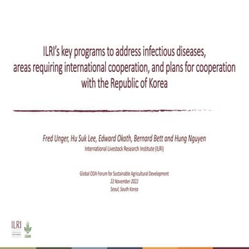 ILRI’s key programs to address infectious diseases, areas requiring internati...