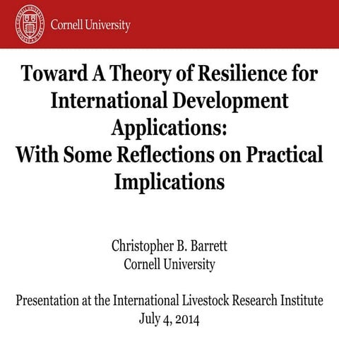 Toward a theory of resilience for international development applications: Wit...