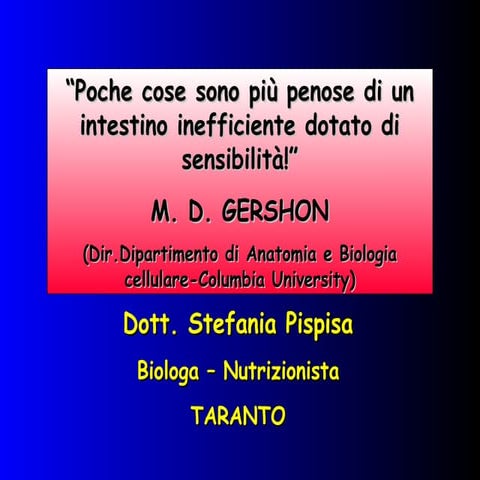 Il secondo cervello umano, l'intestino e le sue attività | PPT