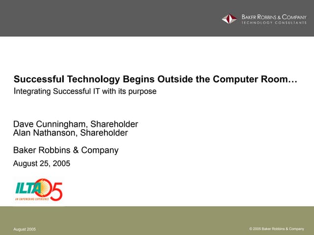 Ilta 2005 successful technology begins outside the computer room   by dave cu...