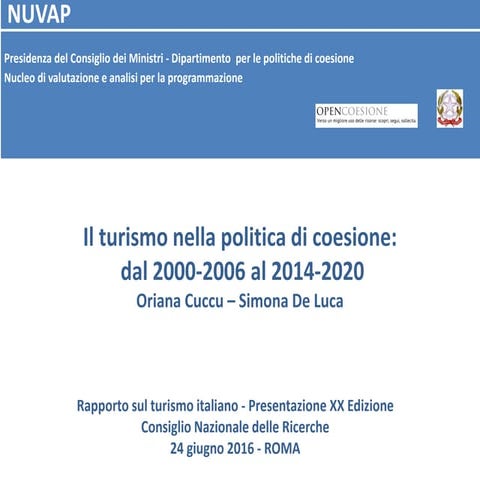Il turismo nella politica di coesione dal 2000-06 al 2014-20