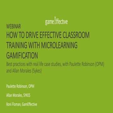 Instructor-led training and gamification - webinar with GamEffective, Sykes a...
