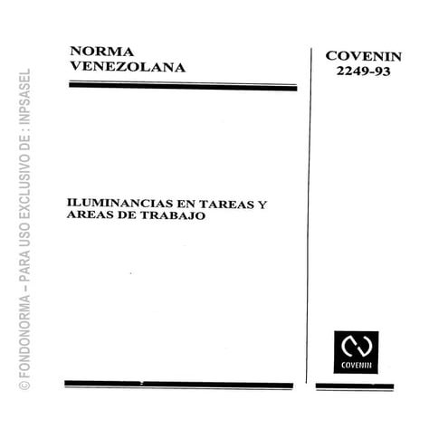 COVENIN 2249:93, Iluminancias