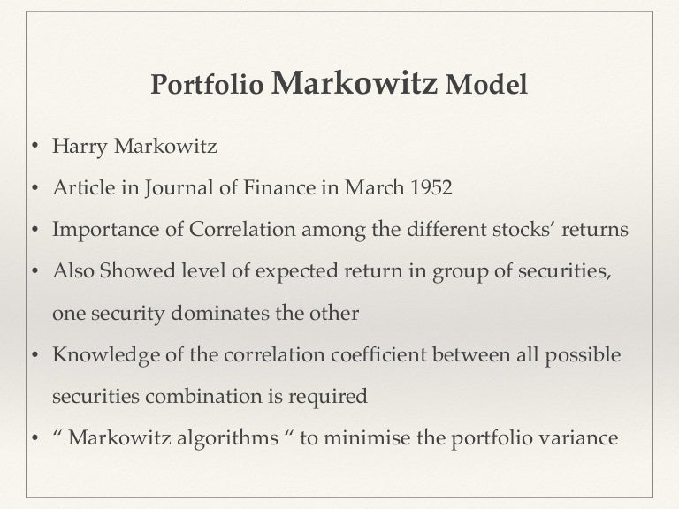 Portfolio Markowitz Model