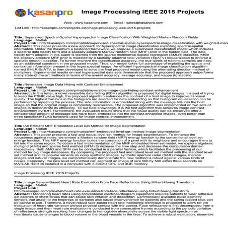 Image Processing IEEE 2015 Projects | PDF