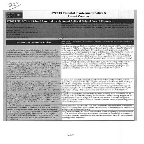 HILA Parental Involvement Policy