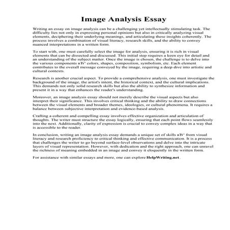 Image Analysis Essay.  Image analysis essay. How to Write an Essay for a Sing...