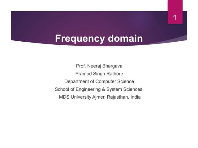 Image enhancement in frequency domain