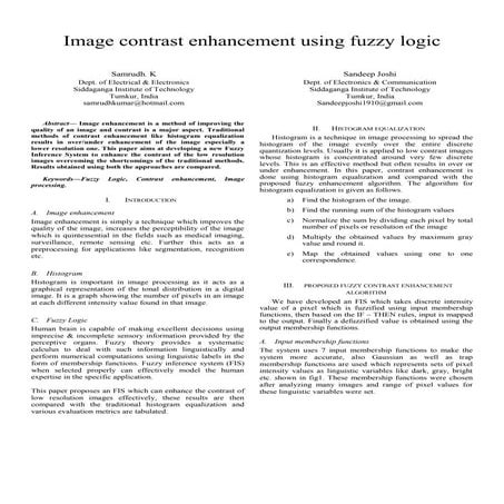 Fuzzy Logic based Contrast Enhancement