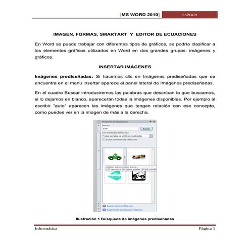 Imagen, formas, smartart  y  editor de ecuaciones