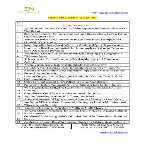 Image processing titles list dream web techno solutions | DOCX