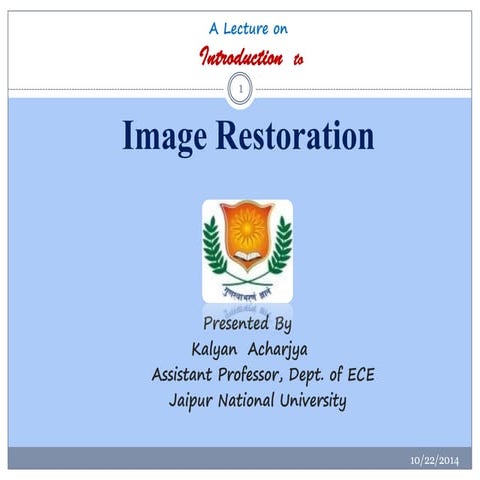 Image Restoration (Digital Image Processing) | PDF