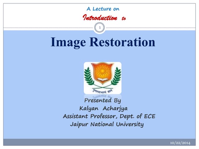 Image Restoration (Digital Image Processing)
