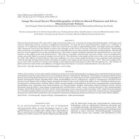 Image reversal resist photolithography of silicon based platinum and silver m...