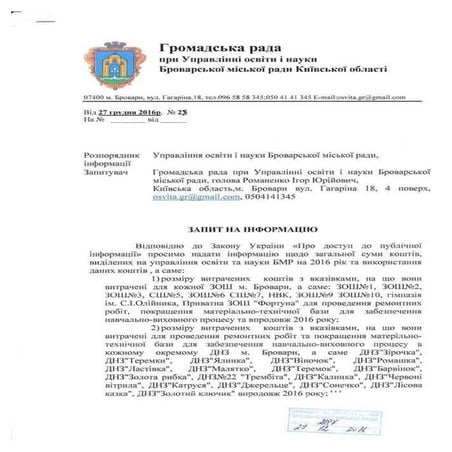 Відповідь БМР на запит від Громради