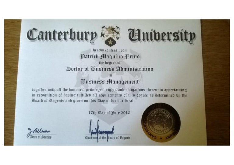 Canterbury University Business Management Doctor Of Business Admini