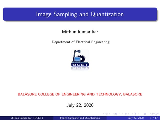 Image sampling and quantization