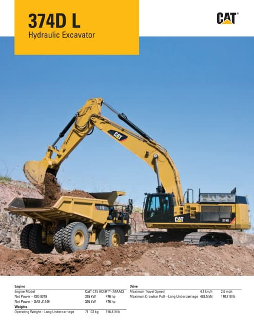 Escavadeira hidraulica cat 374 dl | PDF