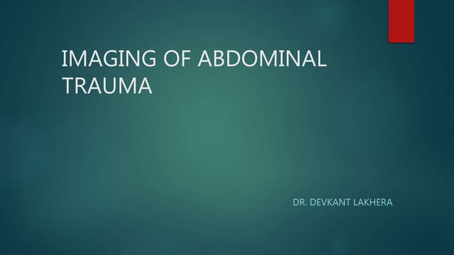 Imaging of abdominal trauma