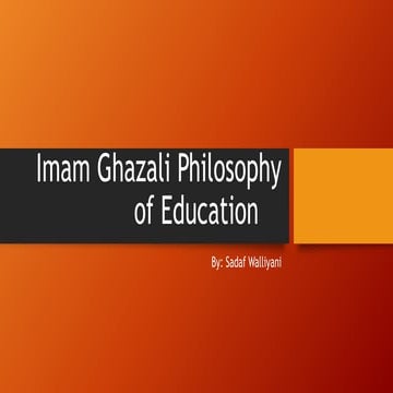 Imam ghazali philosophy of education