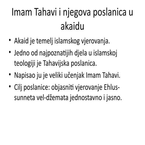 Imam Tahavi i Tahavijska poslanica: Temelj islamskog akaida i ...