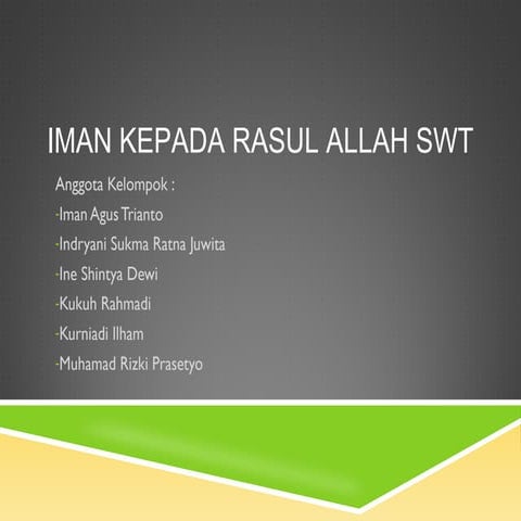 Iman kepada Nabi dan Rasul Allah SWT
