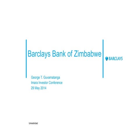 Barclays Bank of Zimbabwe - Presentation at Imara Investor Conference 2014