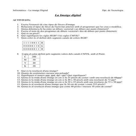 Activitats de consolidació d'imatges digitals