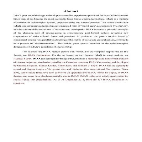 Imax technology (venkat)